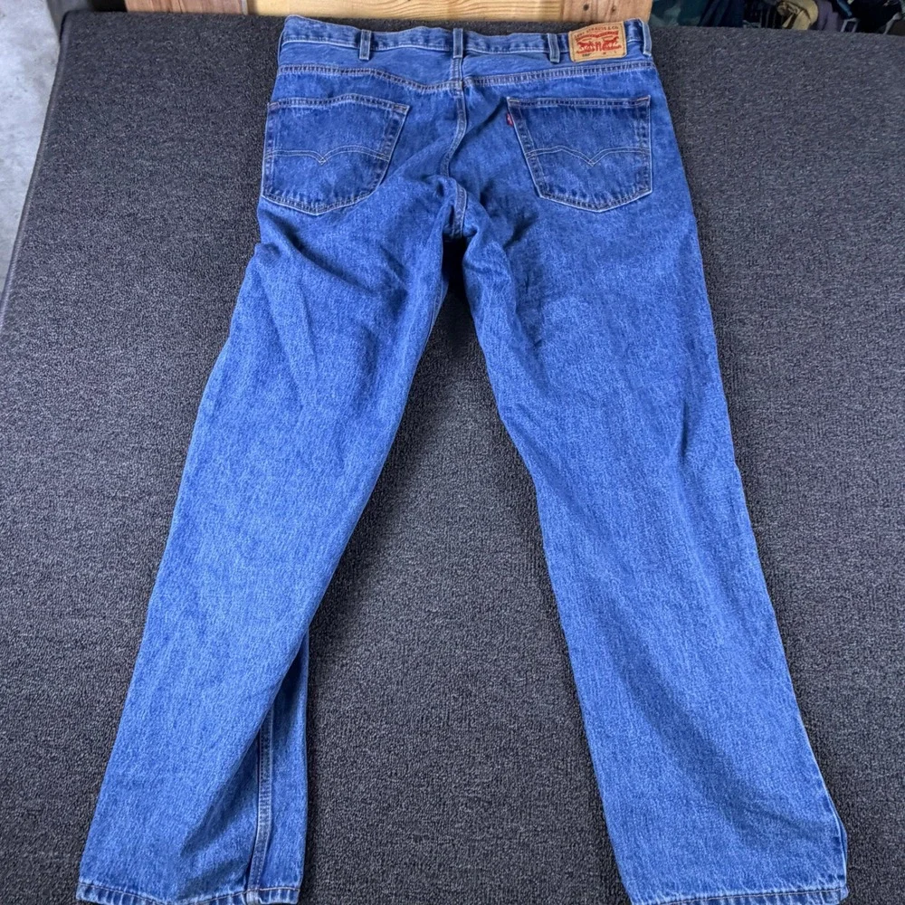 Levis Jeans Mens 44x34 (Fits 42x33) 550 Relaxed Fit Tapered Blue Denim EUC